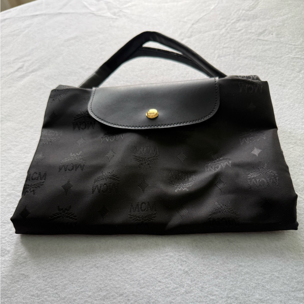 Authentic Nwot Mcm Black Tote Bag With Gold Accent